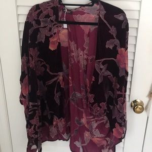 Maroon velvet kimono